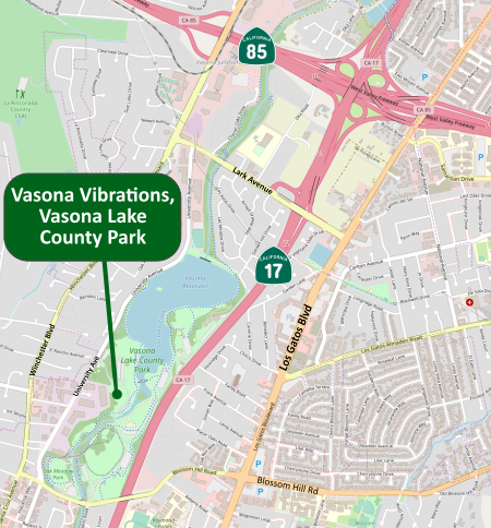 Road Map of the Vasona Lake county Park area.